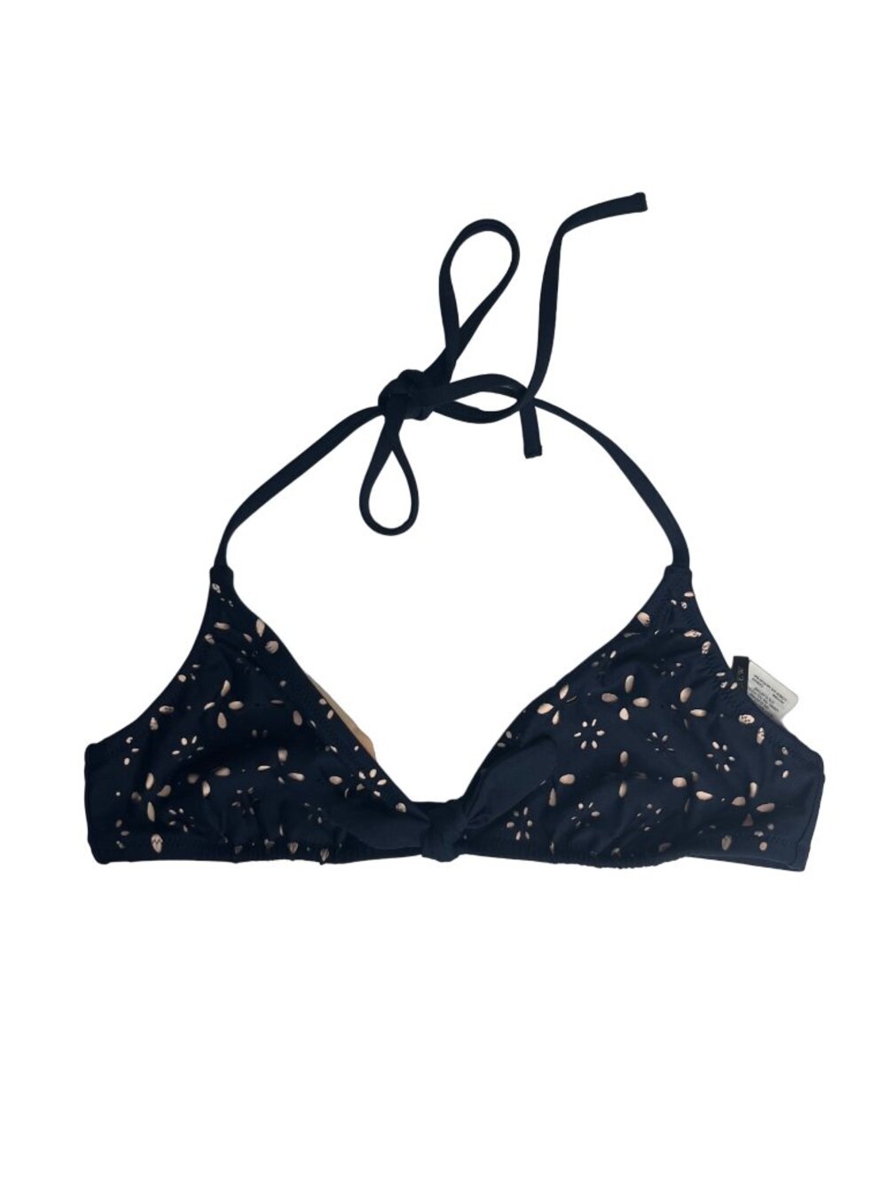 J Crew Bikini‎ Swim Top Womens Medium Blue Cutouts Tie Neck Lined